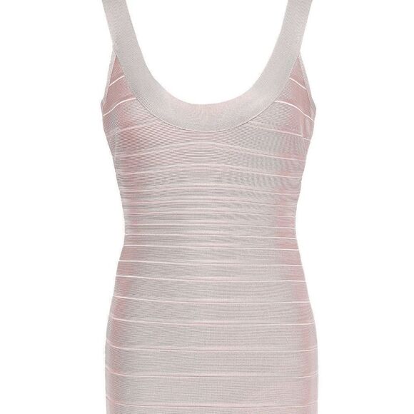 Herve Ledger Bandage Dress Slimming Nude Pink Sleeveless Round-Neck NWT M - Picture 5 of 16
